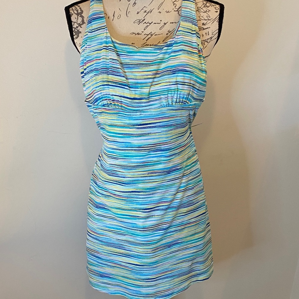 Lands' End Multicolor Striped Swim dress bathing suit